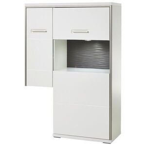 Livetastic VYSOKÁ KOMODA, šedá, barvy stříbra, bílá, vysoce lesklá bílá, 94/137/38 cm obraz