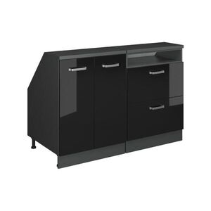 Vicco KUCHYŇSKÁ SKŘÍŇKA POD ŠIKMOU STŘECHU R-Line Černý vysoký lesk 120 cm Sada 2 korpusů skříně hloubka 60 cm obraz