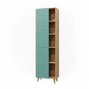 Vicco KOUPELNOVÁ SKŘÍŇKA Rudi Mátově zelená 56 x 193 cm s dvířky a otevřenými přihrádkami obraz