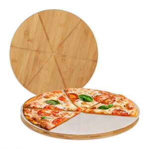 Relaxdays PIZZATÁC přírodní bílá 2dílný-set bambus obraz