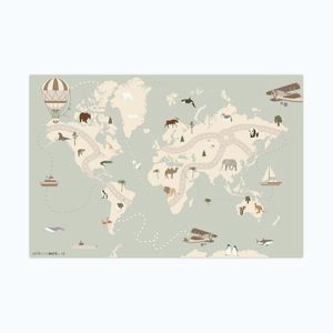MuchoWow DĚTSKÝ KOBEREC Mapa světa - Zvířata - Letadlo - Dítě - Horkovzdušný balón 135x90 cm obraz
