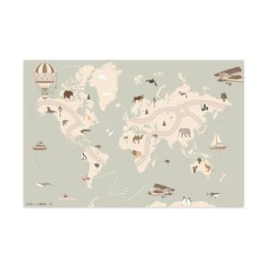 OnlyWow DĚTSKÝ KOBEREC Mapa světa - Zvířata - Letadlo - Dítě - Horkovzdušný balón 105x70 cm obraz