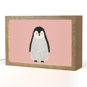 OnlyWow NOČNÍ LAMPIČKA Tučňák - Tečky - Minimalistický - Růžový 30x20 cm obraz