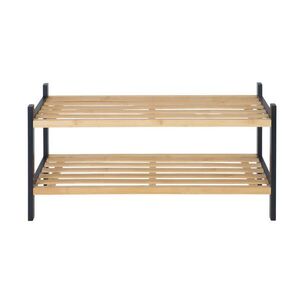 Relaxdays POLICE na boty Přírodní Černá Bambus 2 úrovně 33x70x26 cm obraz