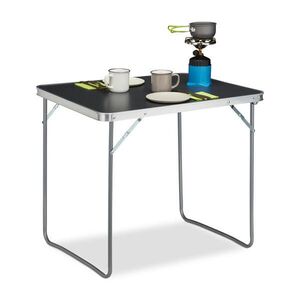 Relaxdays STŮL stříbrná šedá skládací kempingový hliník 80 cm obraz
