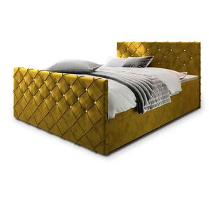MASSENO AMERICKÁ POSTEL MANDI 180x200 cm, s matrací a úložným prostorem, žlutá obraz