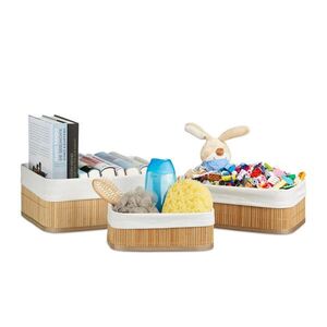 Relaxdays KOŠ Přírodní bambus 3-dílný-set obdélníkový obraz
