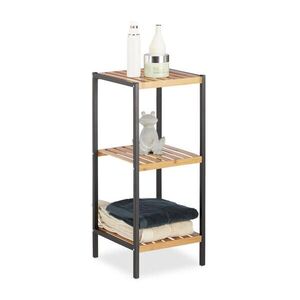 Relaxdays REGÁL přírodní černá bambus ocel 3 police 70x30x30 cm obraz