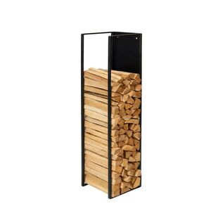 Relaxdays REGÁL NA PALIVOVÉ DŘEVO Černá kov na stěnu 120 cm obraz