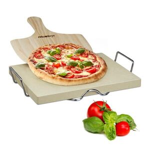 Relaxdays PIZZAKÁMEN Béžový 3dílná sada kordierit 38x30 cm obraz