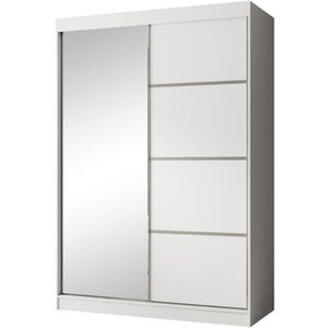 Beautysofa POSUVNÁ šatní skříň Paco 150/215/61, 2dveřová, bílá, se zrcadlem obraz