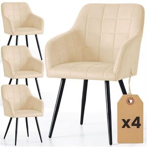 RAUMHIRSCH FURNITURE ČALOUNĚNÁ ŽIDLE, sada 4 ks, kovové nohy, béžová, černá 54/82/58 obraz