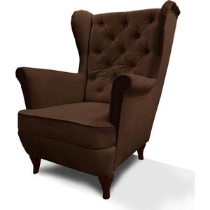 Beautysofa KŘESLO Chesterfield Falco hnědé s nohami v barvě wenge obraz