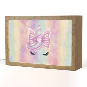 OnlyWow NOČNÍ LAMPIČKA Jednorožec - Třpytky - Duha - Pastelové barvy 30x20 cm obraz