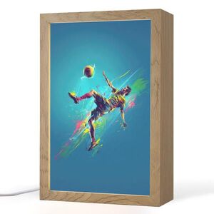 OnlyWow NOČNÍ LAMPIČKA Fotbalista - Stříkající barva - Barevné - Míč 20x30 cm obraz