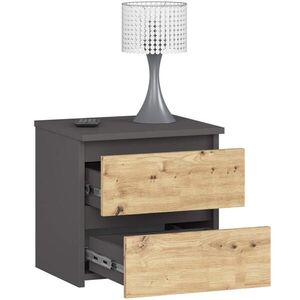RAUMHIRSCH FURNITURE NOČNÍ STOLEK grafitově šedý, dub Artisan 40/40/35 obraz