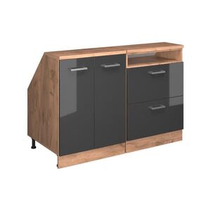 Vicco KUCHYŇSKÁ SKŘÍŇKA POD ŠIKMOU STŘECHU R-Line Antracitový vysoký lesk 120 cm Sada 2 korpusů skříně hloubka 60 cm obraz