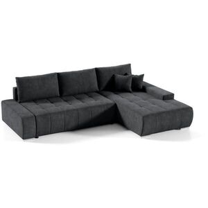 Beautysofa ROHOVÁ rozkládací pohovka Draco L antracit, pravá, velurová látka obraz