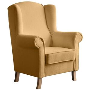 Beautysofa KŘESLO UŠÁK Leonardo žluté, bouclé látka obraz