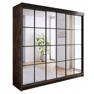 Kier Furniture POSUVNÁ ŠATNÍ SKŘÍŇ ARI 3 se zrcadlem 250 - Tmavy Jesan obraz