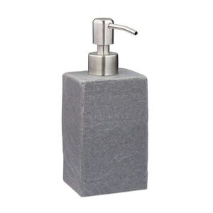 Relaxdays DÁVKOVAČ MÝDLA Šedý kamenný vzhled hranatý polyresin nerez 200 ml obraz