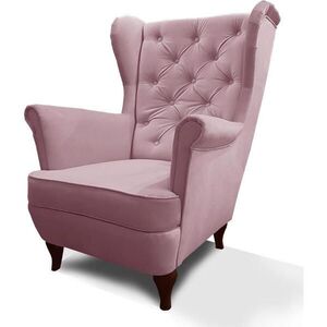 Beautysofa KŘESLO Chesterfield Falco růžové s nohami v barvě wenge obraz