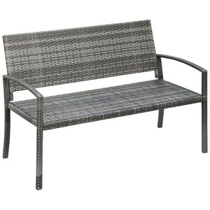 Outsunny ZAHRADNÍ LAVIČKA s ocelovým rámem pro 2 osoby, nosnost až 240 kg, šedá, 122 x 60 x 85 cm obraz