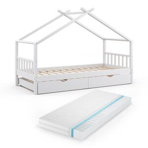 VitaliSpa DĚTSKÁ POSTEL Design Bílá 90x200 cm s lůžkem pro hosty a matrací obraz