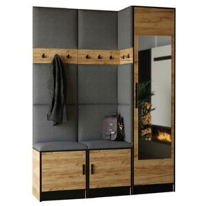 Kier Furniture PŘEDSÍŇOVÁ STĚNA ROJ 20 - 159, 6x205x39cm Dub Craft & šedá látka obraz