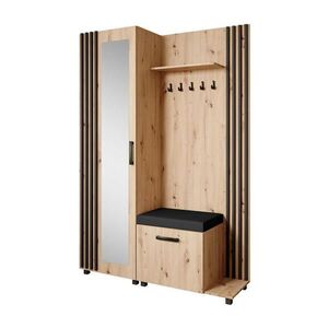 Beautysofa ŠATNÍ skříň do předsíně Livia s věšáky a zrcadlem, dub Artisan, pravá obraz
