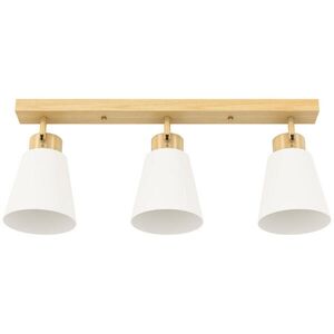 HOMCOM STROPNÍ lampa ocel sklo přírodní dřevo obraz