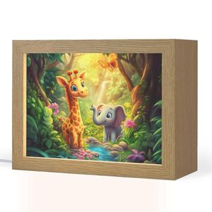 OnlyWow NOČNÍ LAMPIČKA Žirafa - slon - květiny - džungle 20x15 cm obraz