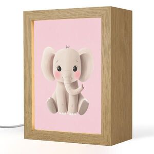 OnlyWow NOČNÍ LAMPIČKA Slon - Dítě - Růžová - Kreslený film 15x20 cm obraz