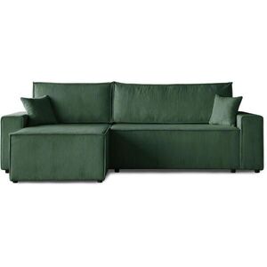 Beautysofa ROHOVÁ ROZKLÁDACÍ POHOVKA Hektor, s funkcí spaní, 277 cm, otoman 100 cm, tmavě zelená obraz