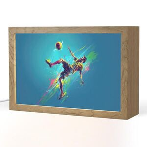 OnlyWow NOČNÍ LAMPIČKA Fotbalista - Stříkající barva - Barevné - Míč 30x20 cm obraz