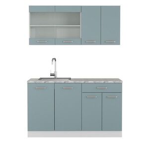 Vicco JEDNOTKOVÁ KUCHYNĚ R-Line Modrošedá 140 cm s pracovní deskou obraz
