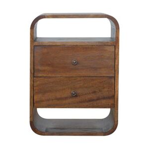 Artisan Furniture NOČNÍ SKŘÍŇKA kaštanová, zaoblená, 2 zásuvky a 2 otevřená přihrádky, tmavě hnědá obraz
