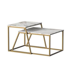 Vicco STOLEČEK KÁVOVÝ STOLÍK Myra Mramor bílá/zlatá 60 x 50 cm 2 díly obraz