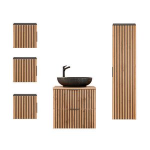 Petits-meubles KOUPELNOVÝ NÁBYTEK 60.6cm Gaia 2er-Set Dubové dřevo a černá barva obraz