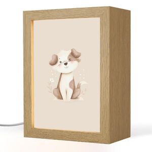 OnlyWow NOČNÍ LAMPIČKA Pes - skvrnitý - hnědý 15x20 cm obraz