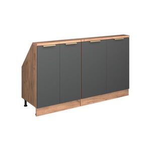 Vicco KUCHYŇSKÁ SKŘÍŇKA POD ŠIKMOU STŘECHU R-Line Antracitově zlatý 140 cm Sada 2 kusů obraz