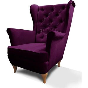 Beautysofa KŘESLO Chesterfield Falco fialové s dřevěnými nohami obraz