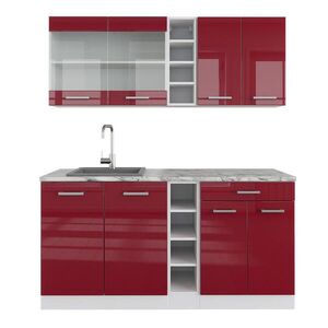 Vicco JEDNOTKOVÁ KUCHYNĚ R-Line Červená/bílá s vysokým leskem 160 cm s pracovní deskou obraz