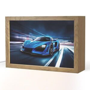 OnlyWow NOČNÍ LAMPIČKA Auto - Modrá - Chlapci - Dítě 30x20 cm obraz