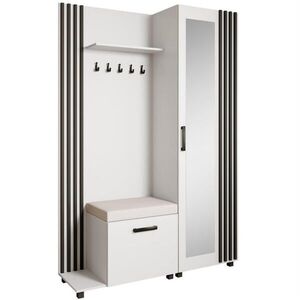 Beautysofa ŠATNÍ skříň do předsíně Livia s věšáky a zrcadlem, bílá, levá obraz