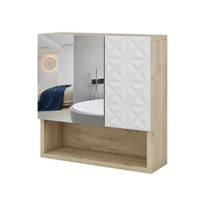 Vicco KOUPELNOVÁ ZRCADLOVÁ SKŘÍŇKA Edge Bílá 54 x 55 cm s dvířky a otevřenými přihrádkami obraz