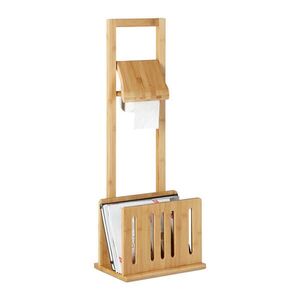 Relaxdays STOJÁN Přírodní bambus s držákem na časopisy 81, 5 cm obraz