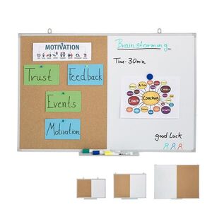 Relaxdays TABULE Přírodní bílá stříbrná korková magnetická 60x90 cm obraz