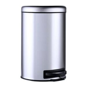 Relaxdays KOŠ Stříbrný kulatý pedál Soft-Close 12 l ocel obraz