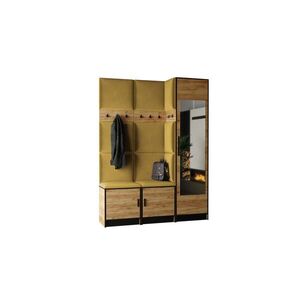 Kier Furniture PŘEDSÍŇOVÁ STĚNA ROJ 20 - 159, 6x205x39cm Dub Craft & žlutá látka obraz